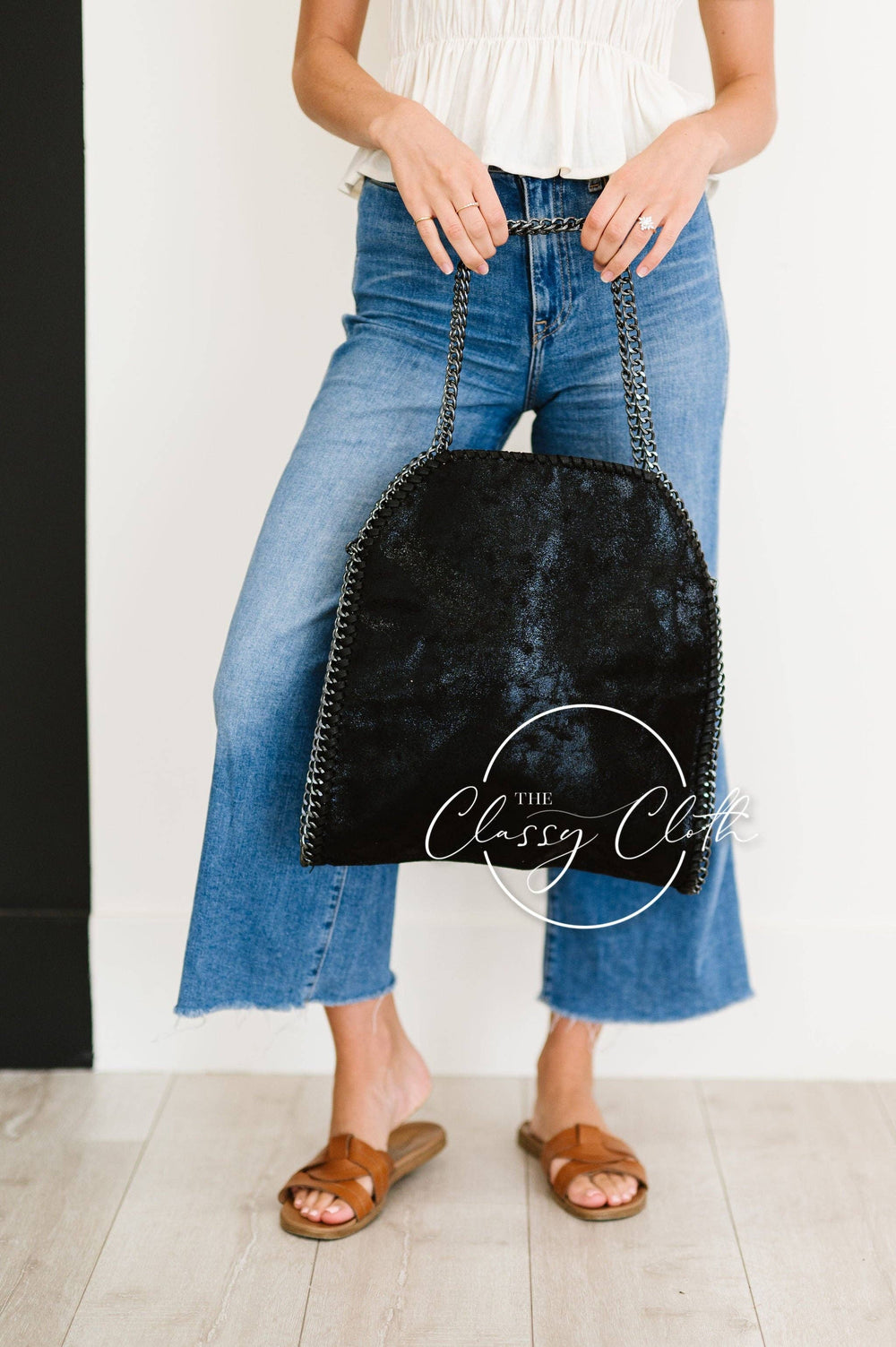 Monica Metal Chain Hobo Bag - Black
