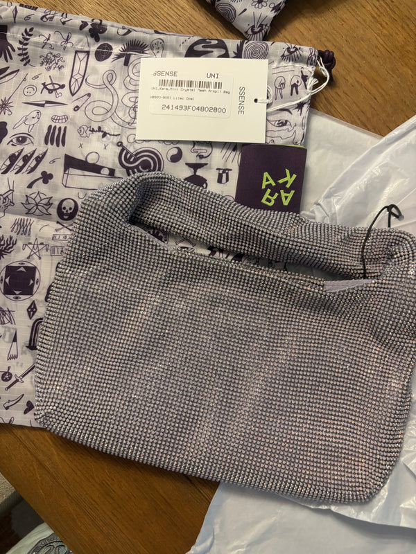 Kara Purple Mini Crystal Mesh Armpit Bag NWT