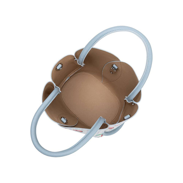 Tulip Blue Cherry Recycled Vegan Leather Top Handle Bag