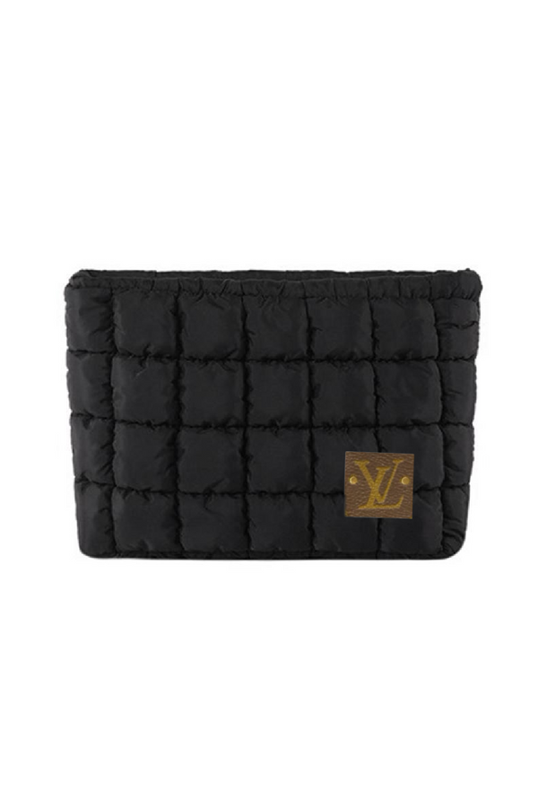 Upcycled Puffer Cosmetic Pouch: Green
