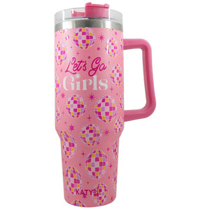 Let's Go Girls Tumbler Cup with Straw and Handle: Pink