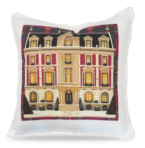 Christmas On Fifth Avenue 22x22 White Fringe Pillow set