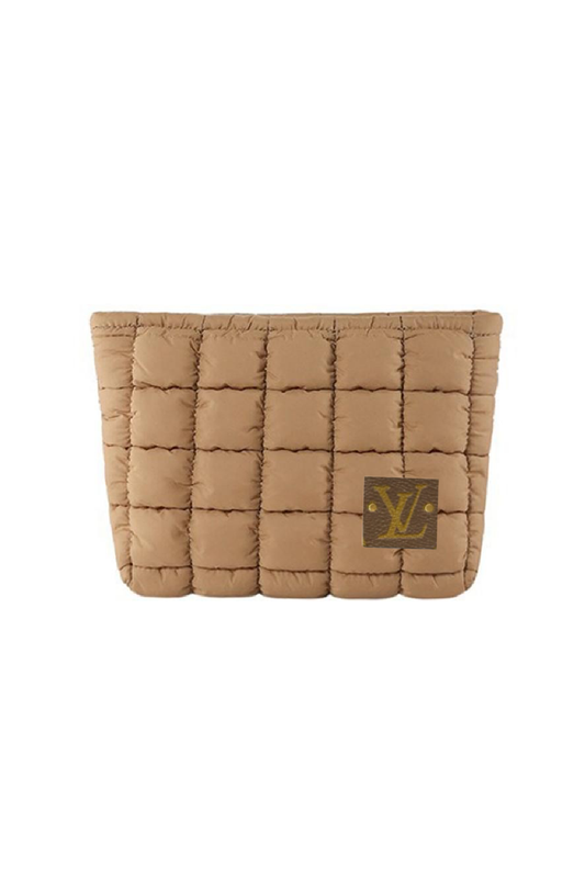 Upcycled Puffer Cosmetic Pouch: Beige