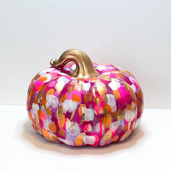 Large Pink Abstract Pumpkin|Jessica Reynolds Art