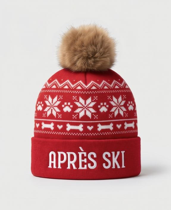 Apres Ski Pom Pom Hat  | Squeaker Dog Toy