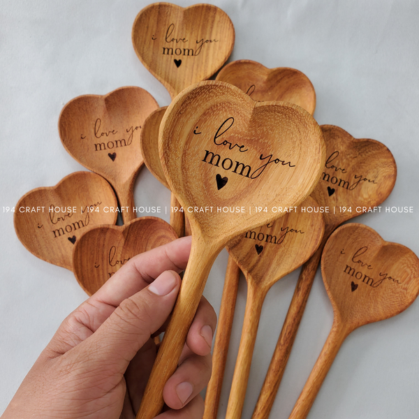 I Love You, Mom Wooden Heart Spoon