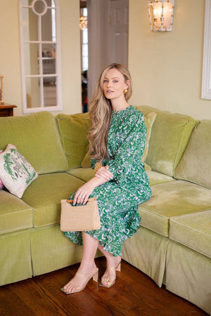 Mary Natural Straw Clutch - Bamboo Natural Handle: horsebit