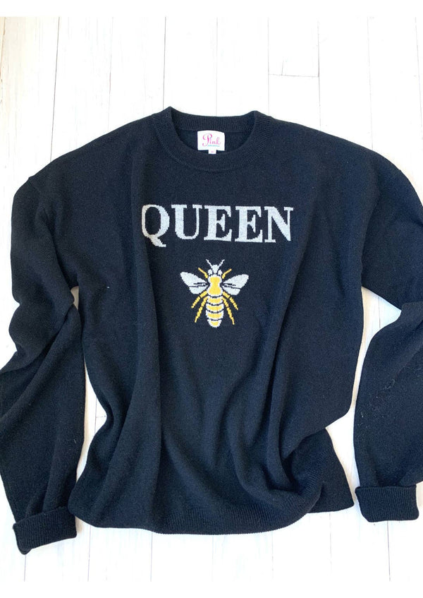 Queen Bee 100% Cashmere Sweater: Grey