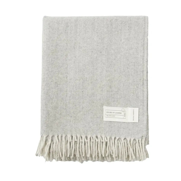 Wool Herringbone Blanket- Grey