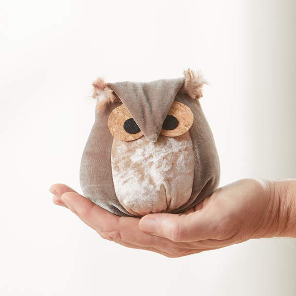 Velvet Owl Shelf Sitter - Bronze, Teal & Taupe