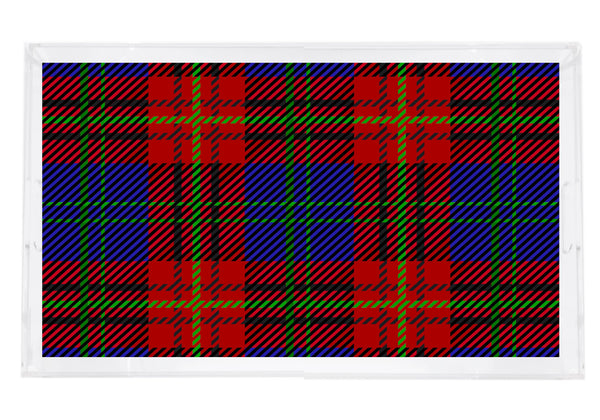 TARTAN BLUE 22.5X14.5 ACRYLIC TRAY