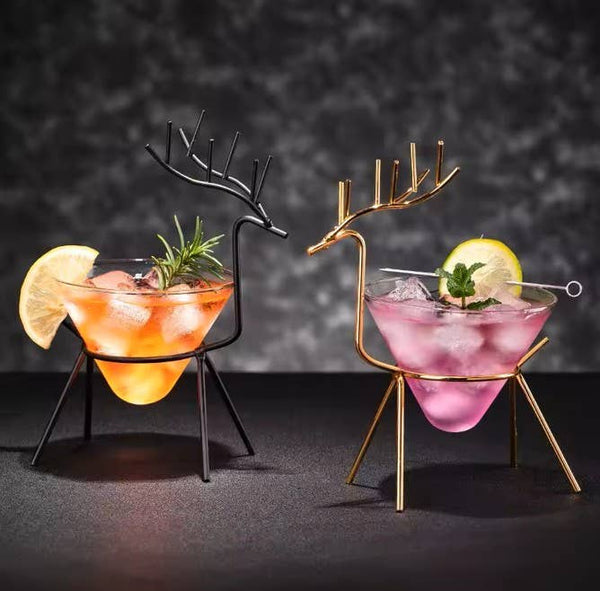 Reindeer Cocktail Glasses: Black