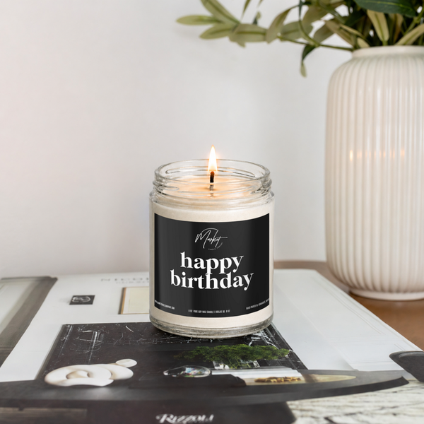 HAPPY BIRTHDAY - BLACK -  SOY CANDLE: GOLD / Noir