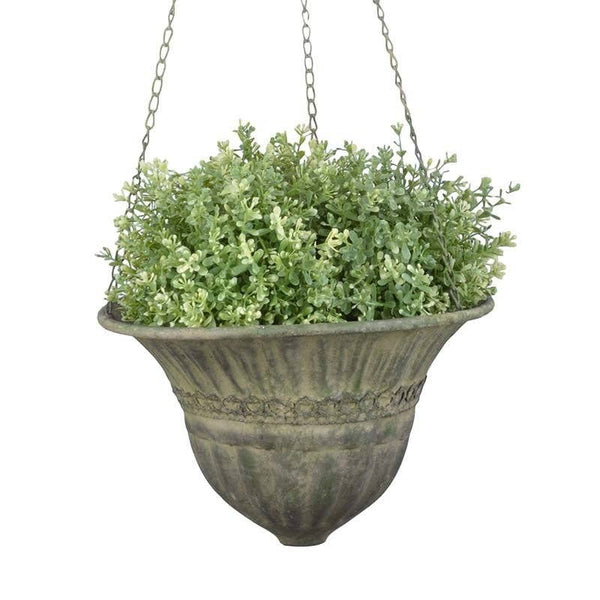 Aged Metal Green Hanging Basket