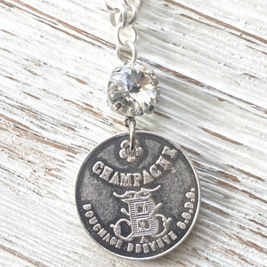 Champagne French coin necklace boutique salon jewelry: silver