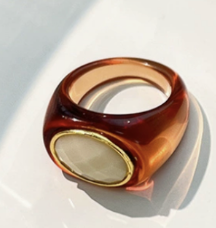 Gummy Resin Signet Ring | Autumn, Cognac, Jade & Blue