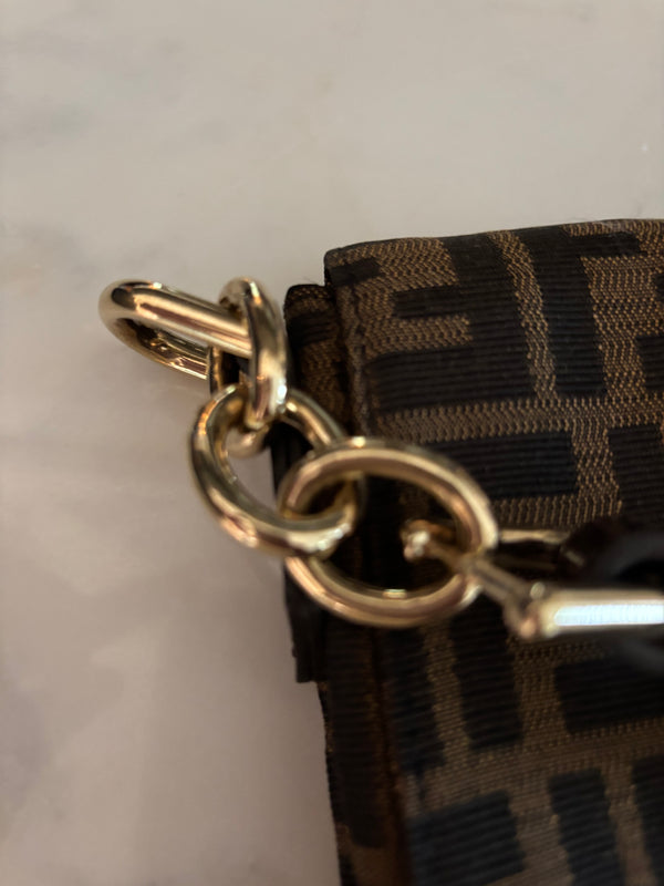 Fendi Zucca Canvas Mia Shoulder Bag – Tobacco Monogram with Flat Patent Leather Strap