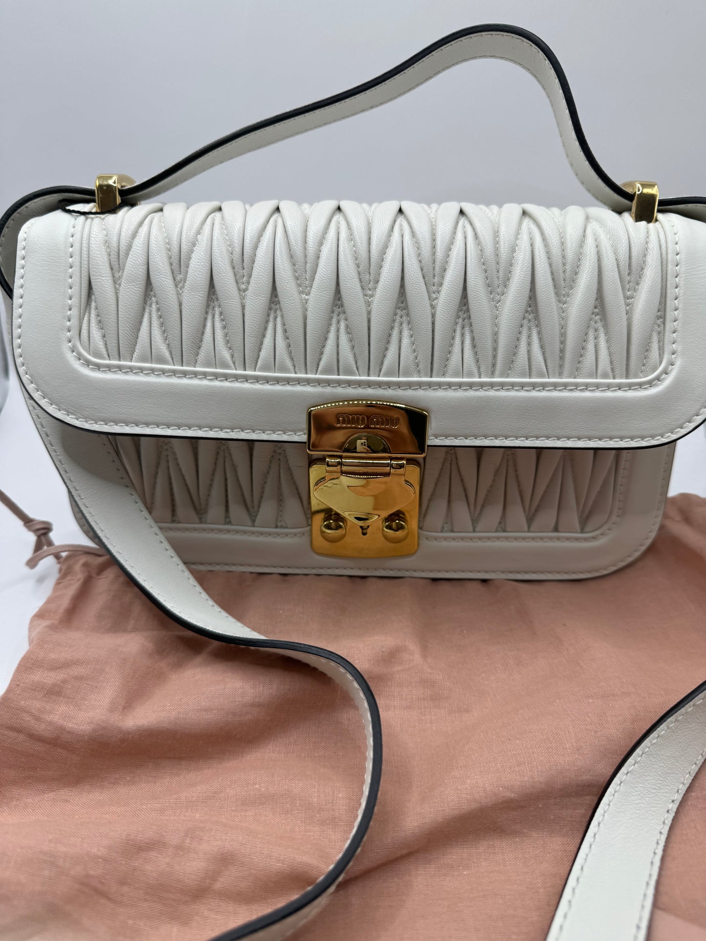 Miu Miu 2021 Nappa Matelasse White Crossbody bag with top handle - like new