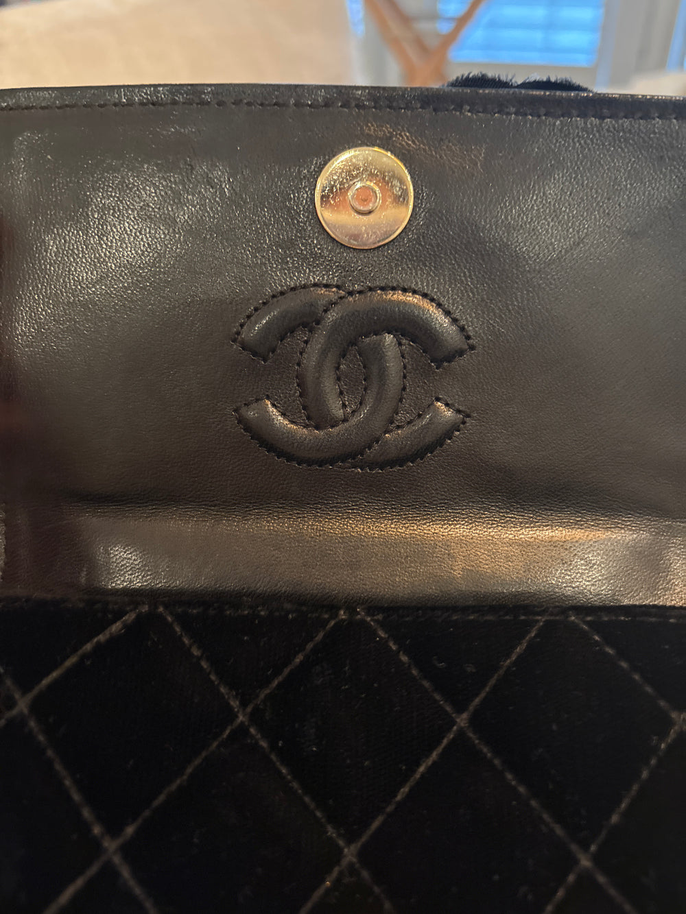 Chanel Black Velvet Camellia Vintage Crossbody Bag with Gold Hardware (GHW)