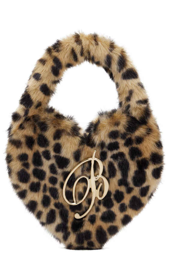 Blumarine Heart Faux-Fur Bag NWT