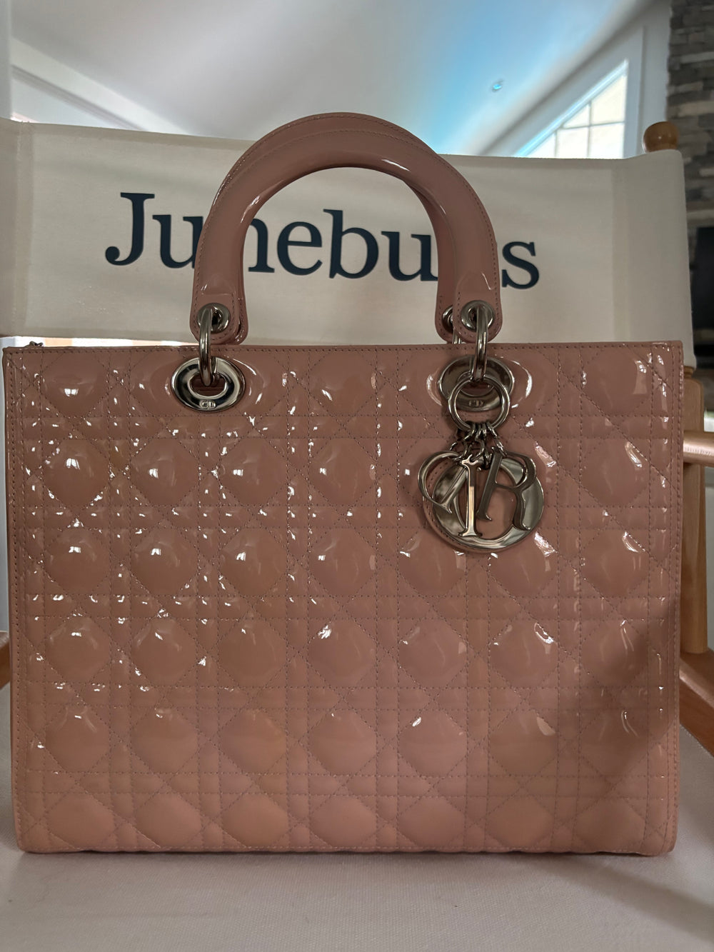 Christian Dior Lady Dior Medium Bag – Pink Patent Leather with Silver Hardware