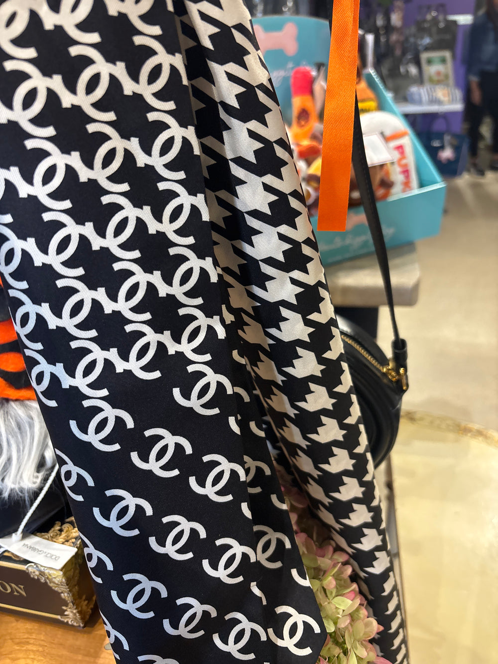 Chanel Black & White Tie Scarf 2021