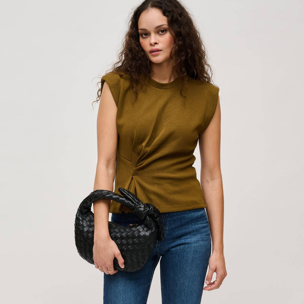 Lizbeth Woven Knot Clutch: Black