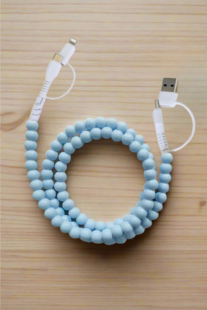 Light Blue Beaded Charging Cord