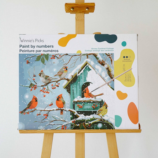 Snowy Cardinal Cottage - Winter 2025 Gift Paint by Number