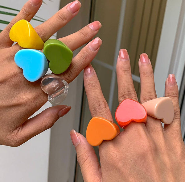 Sweetheart Acrylic Heart Ring | Yellow