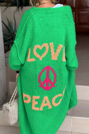 Love and Peace Knit Cardigan: ORANGE / S/M