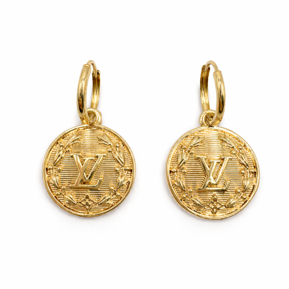 Upcycled Louis Vuitton Gold 14K Hoop Earrings