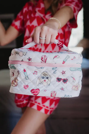 Music Girl Icons Cosmetic Make Up Bag: Light Pink