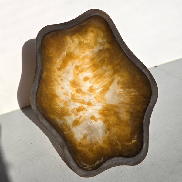 Organic Shape Resin Bowl - Entryway Catchall - Medium Size: Tiger