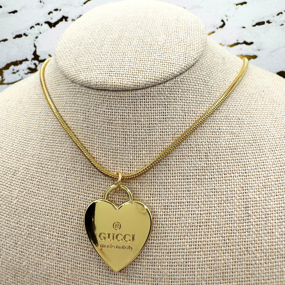 Upcycled Gucci Charm 14K Gold Necklaces - Single or Double Chain Options