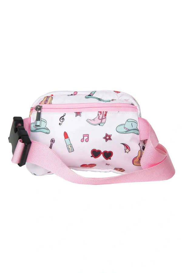 Music Girl Icons Belt Bag Fanny Pack: Light Pink