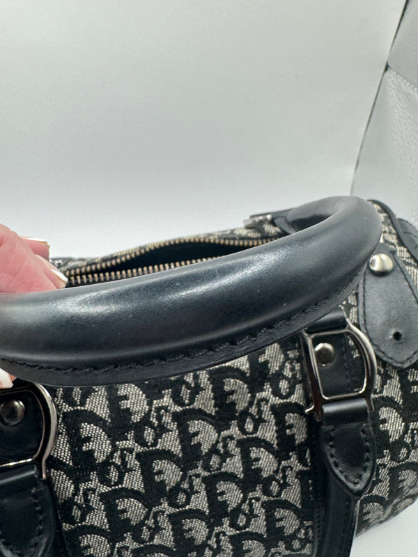 Dior 2004 Vintage Diorissimo Small Trotter Bag Black & Grey Dior print