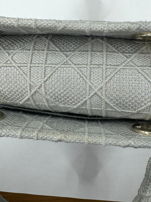 Dior Lady Dior Grey Embroidered Cannage Canvas Medium Bag - hard to find