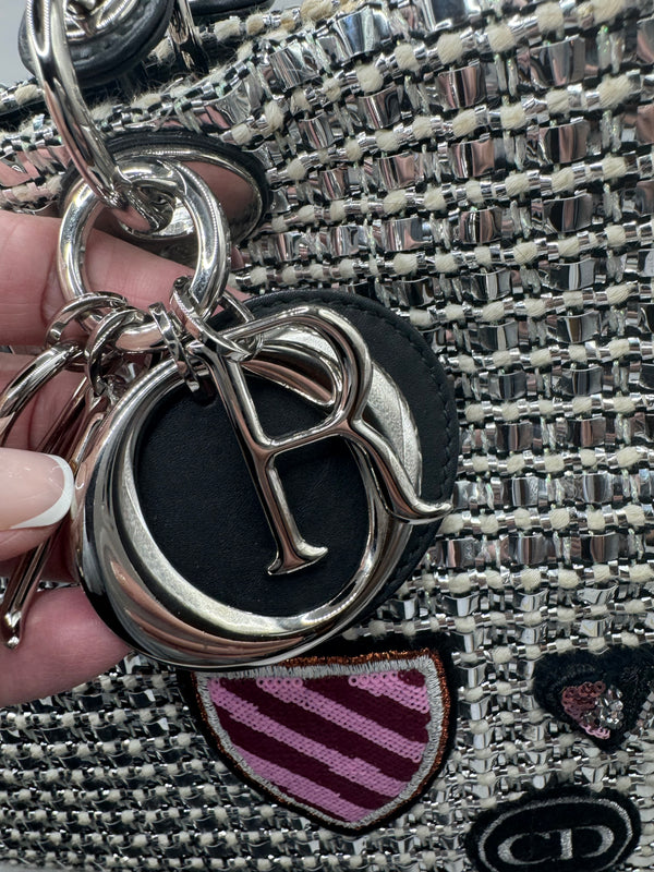 Christian Dior Limited Edition Large Diorissimo Tote – Metallic Tweed with Patches