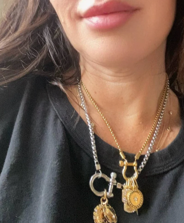Mini Horse Bit Charm Necklace | Two-Tone Gold