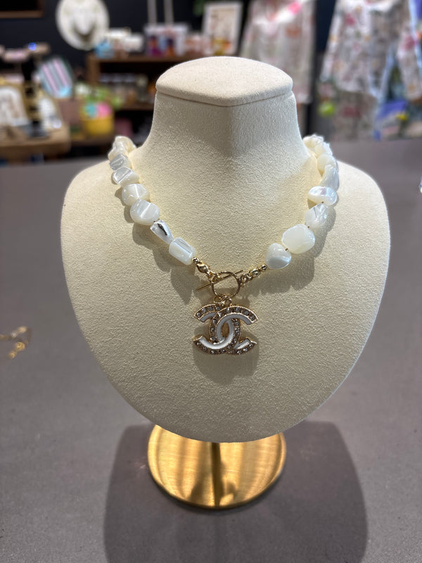Chanel upcycled White Rock stone CC crystal