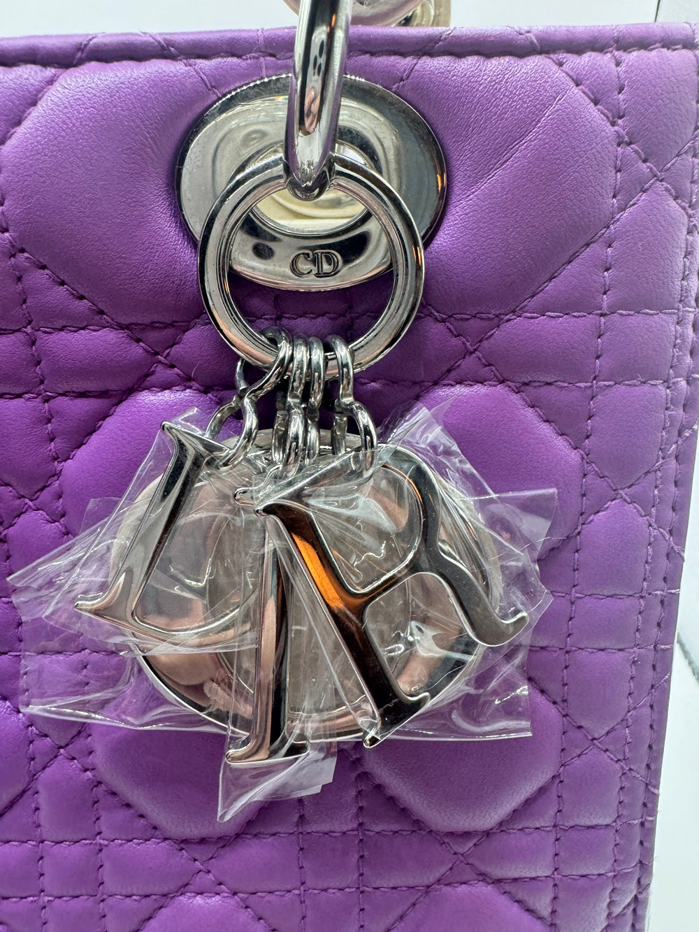 Dior Lady Dior Tri-colour Genuine Python side purple/pink/cream with SHW