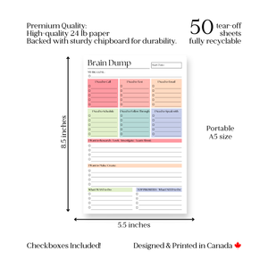 Brain Dump Notepad: 50-Page Daily ADHD Planner