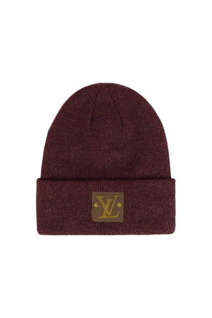 Louis Vuitton Upcycled Beanie – Authentic Patch Burgundy