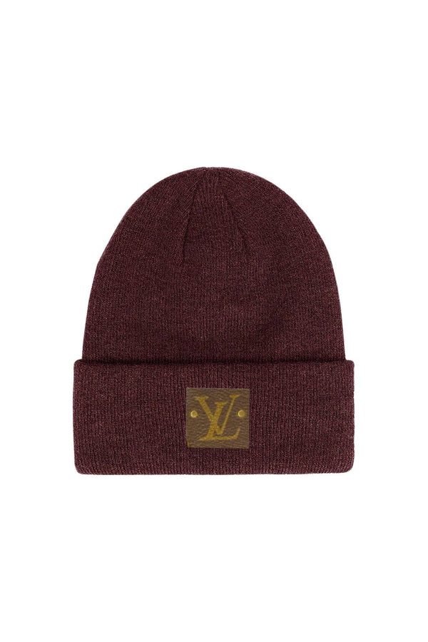 Louis Vuitton Upcycled Beanie – Authentic Patch Burgundy