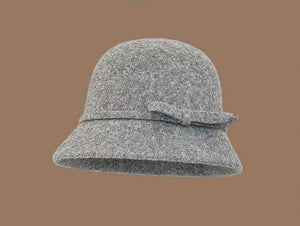 The Bow Cloche Hat | Grey Wool