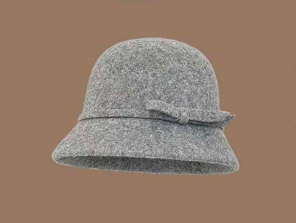 The Bow Cloche Hat | Grey Wool