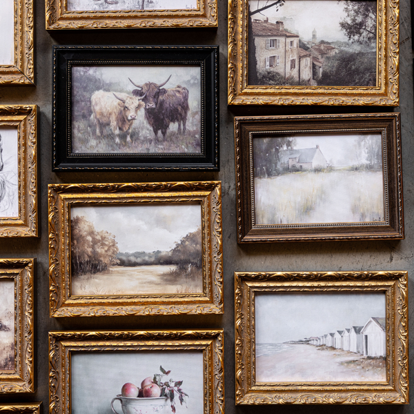 Muted Sheep Field | French Brass Inspired Gold Mould Framed Art: 8 x 10