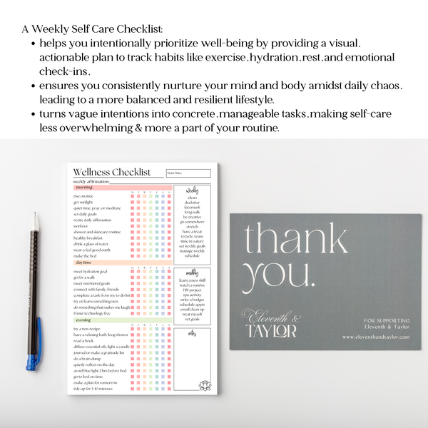 Wellness Weekly Self-Care Planner: 50 Page Tear-Off Notepad