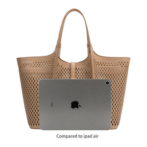 Malia Ivory Laser Cut Vegan Leather Tote Bag